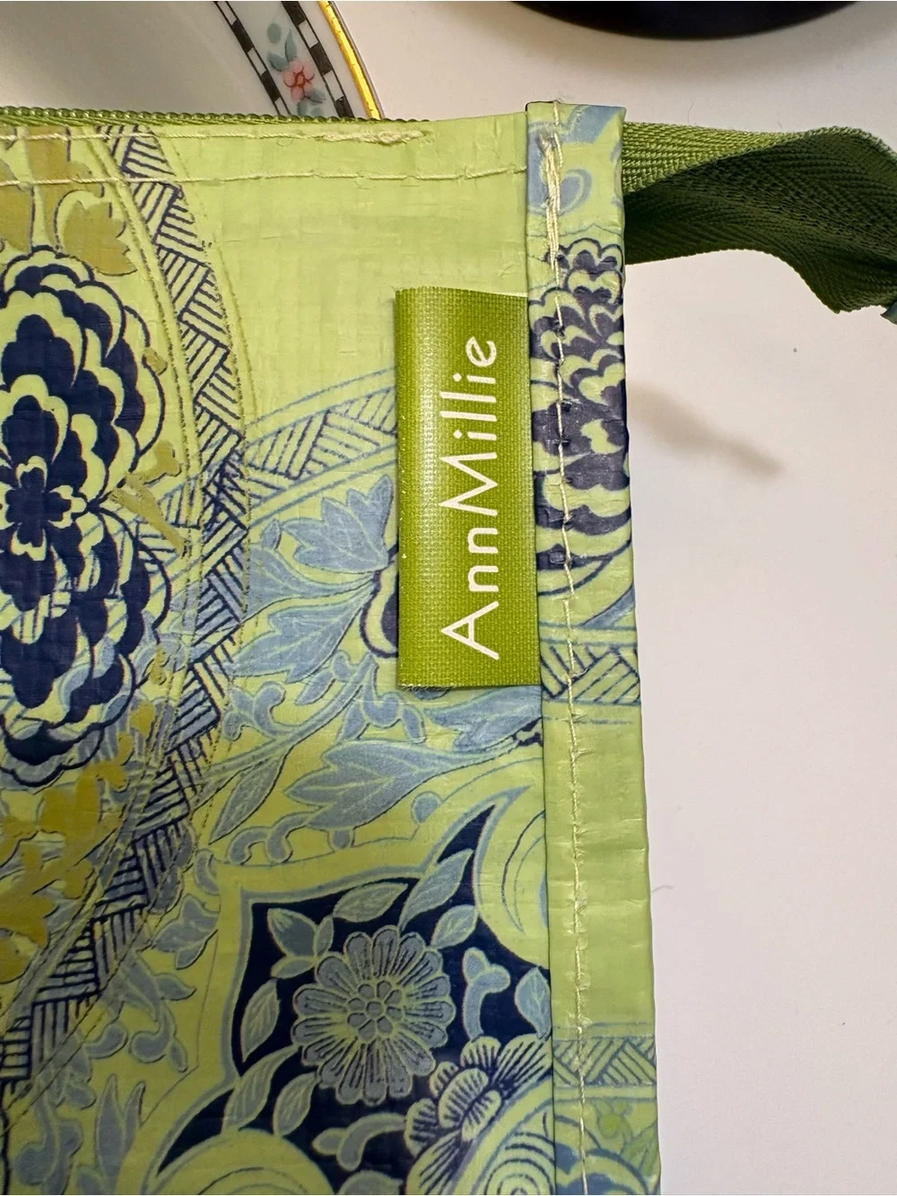 Light Green Floral Wristlet Cosmetic Pouch